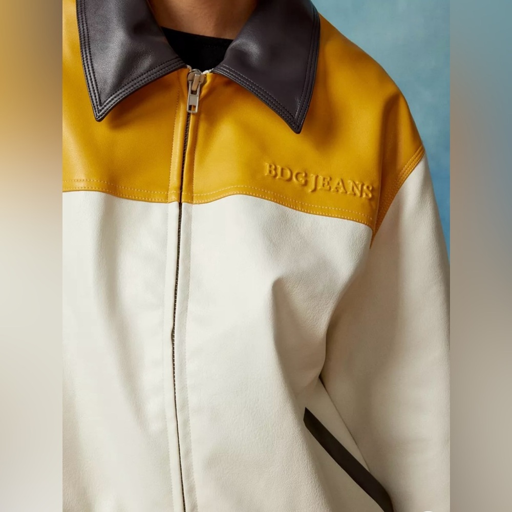 BDG Sean Faux Leather Oversized Harrington Jacket